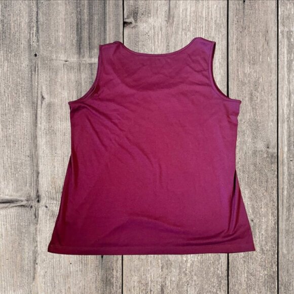 Croft & Barrow Burgundy Red Maroon Sequin Pleated Neckline Sleeveless Tank Top M - Picture 3 of 8